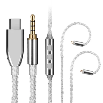 Сменяеми кабела за обновяване 3,5 мм / Type-C 8-жилен проводник 2Pin 0,78 mm Съединители За слушалки, Поддръжка на силата на звука и 51-инчов кабел за Директна доставка на