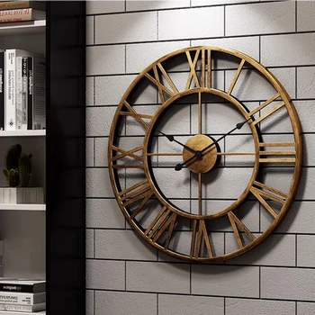 Стари Дървени Стенни Часовници Висящи Минимализъм Мода Европейските Стенни Часовници Всекидневна Голям Размер Reloj De Pared Украса На Стаята