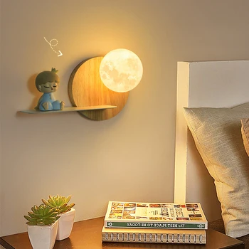 Стенни лампи Moon, прости модерен, креативен астронавт, нощна лампа за детска стая, спалня, всекидневна, led, с монтиран на стената лампа