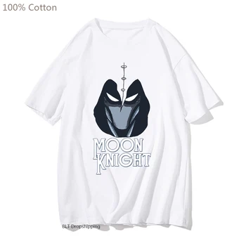 Тениска Moon Knight от 100% памук, Мъжка Тениска С Къс ръкав, Модни Готина Лятна Градинска Дрехи, Отгоре С Графичен Принтом За Киношоу