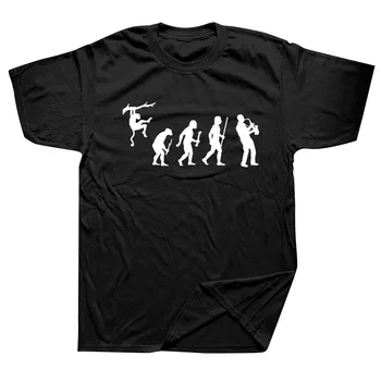 Тениски за saxophonists Смешни Evolution, графична градинска облекло, тениски Harajuku с къс ръкав и кръгло деколте, мъжки дрехи
