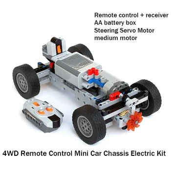 Технически задвижващи колела Автомобили 4WD Електрически Модел Кола С Дистанционно управление-Цилиндров Мотор MOC Диференциална Трансфер на Високотехнологични Строителни Блокове Играчки
