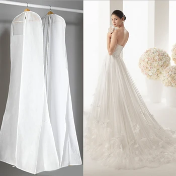 Торба за прах за дългата сватбена рокля, Прахоустойчив калъф за вечерна рокля, Чанта за съхранение на дрехи за младоженци