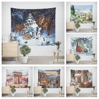 Украса за дома Декор в стил животински пейзаж, стенен гоблен, естетика спални, естетически стенно изкуство, голям текстилен стенен гоблен