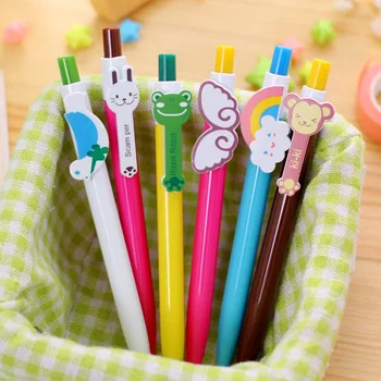 Химикалки 0,5 мм с мультяшными животни прибиращ се Пластмасов химикалка писалка Детски Ученически канцеларски материали 3шт